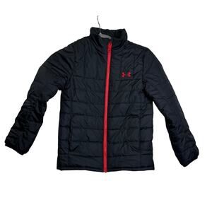 Under Armour Jacket Boys Small Black Red Zipper/Logo			BZ900